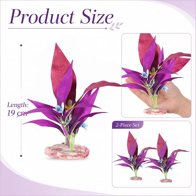 2 PCS Silk Fish Tank Plants, Aquarium Plants for Betta Fish, 7.5 Inch | Artificial Plant Fish Tank Decor Aquarium Decorations, Aquarium Plant for Aquarium Goldfish Turtle Decoration