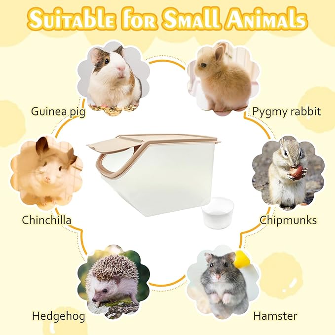 PINVNBY Chinchilla Dust Bath House Hamster Sand Bath Container Transparent Totoro Plastic Sand Bath House with Sand Cup Cage Accessories for Guinea Pig Hedgehog and Other Small Animals（Coffee Color）