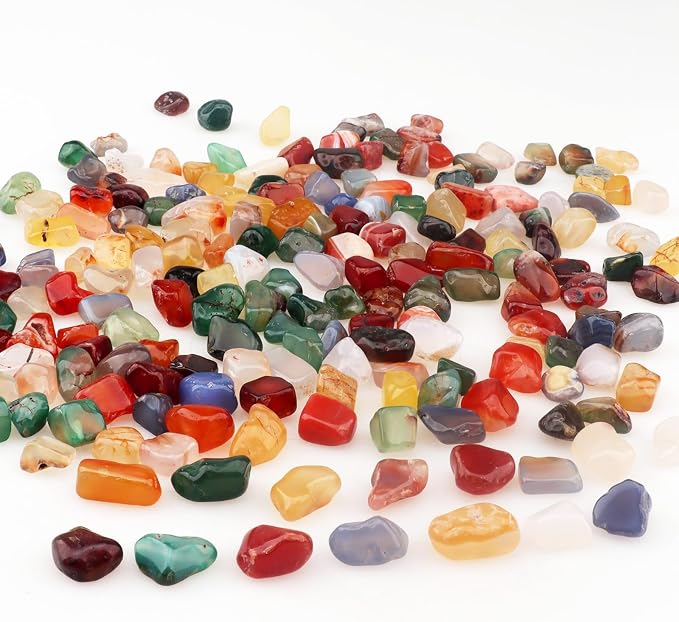 0.96LB Aquarium Gravel Natural Pebbles Crushed Stones Polished Bulk Irregular Shaped Succulent Rocks Vase Filler Fish Tank Decorative - Colorful
