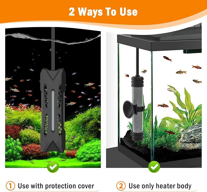 AQQA Small Aquarium Heater,Submersible Fish Tank Heater | Adjustable Temperature,Mini Short Dual-use Fish Heater with LED Digital Display Thermostat,Saltwater Freshwater 150W