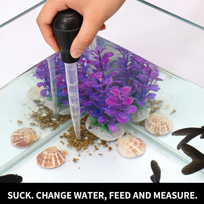 Aquarium Siphon Water Changer - Blue & Black Gravel Vacuum Cleaner Tool Kit for Fish Tanks