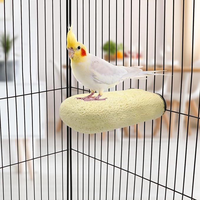 Bird Calcium Teeth Chew Toy Hamster Grinding Stone for Parrot Parakeet Cockatiel Rabbit Chinchilla Squirrel Cage Perch Stand (Random Color) (L)