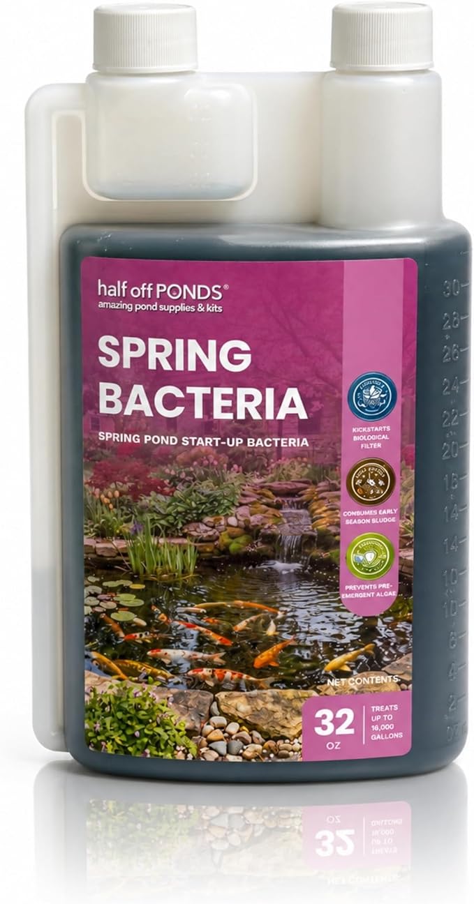 Spring Pond Bacteria Treatment with Beneficial Bacteria & Enzymes, 32 oz | Spring start-up formula, boosts beneficial bacteria, breaks down sludge, fish and plant safe, ideal for biological filters