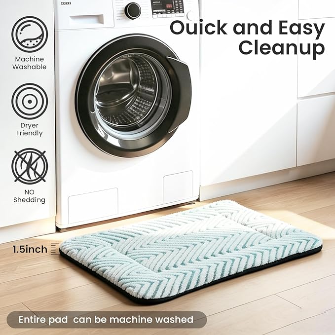 Mora Pets Washable Dog Crate Pad Soft Kennel Bed Crate Mat for Small Dogs, Puppies & Cats Flat Pet Bed with Anti-Slip Bottom for Dog Cage, Carrier & Travel Sleeping Chevron Blue 24 x 18