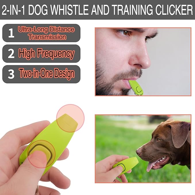 Dog Training Kit,Includes Pet Training Waist,Bag 2 Dog Training Clickers,Treat Pouch,Ultrasonic Silent Whistle,2 in 1 Whistle Clicker Clicker,Training Guide Booklet,2 Dog Poop Bags (Black)