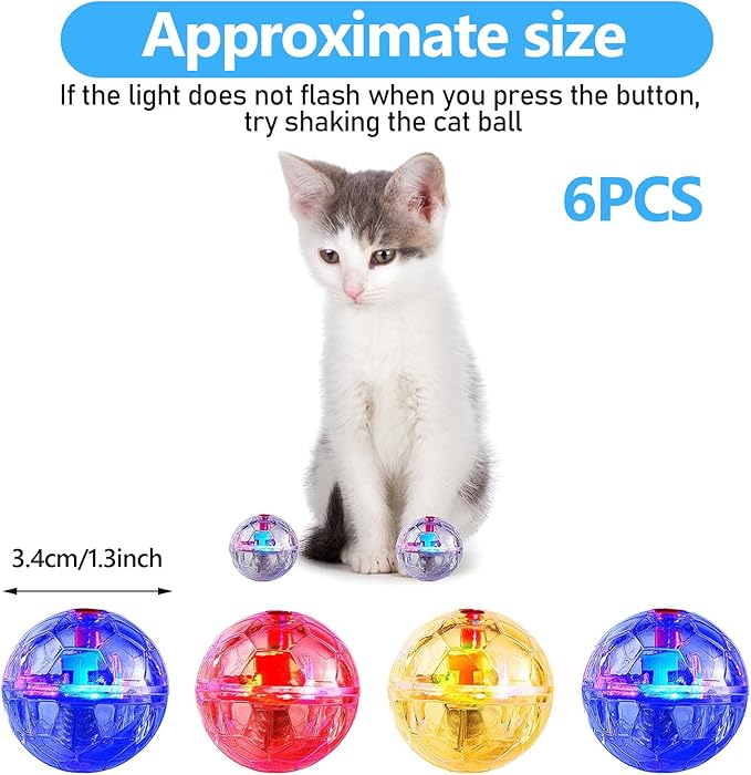 Sratte 2 Pcs Ghost Hunting Cat Ball Activated Cat Toy Motion LED Light Pet Balls Motion Dog Interactive Pet Toys Glowing Mini Running Exercise Supplies for Animals Activity (Clear)