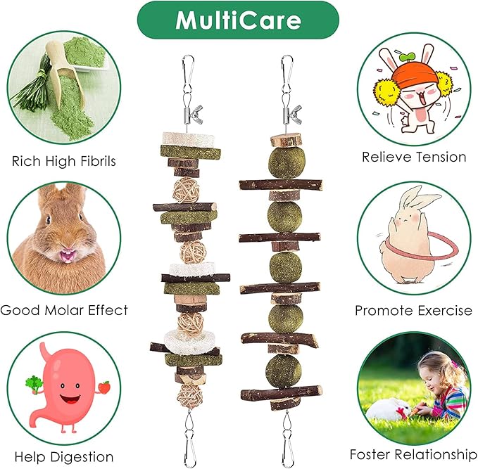 KATUMO Rabbit Chew Toys, 74 PCS DIY Hamster Chew Kit Bunny Teeth Care Molar Toys Ideal for Rabbit, Guinea Pig, Chinchilla, Hamster, Squirrel, Gerbils Etc Small Rodent Pets' Teeth Grinding