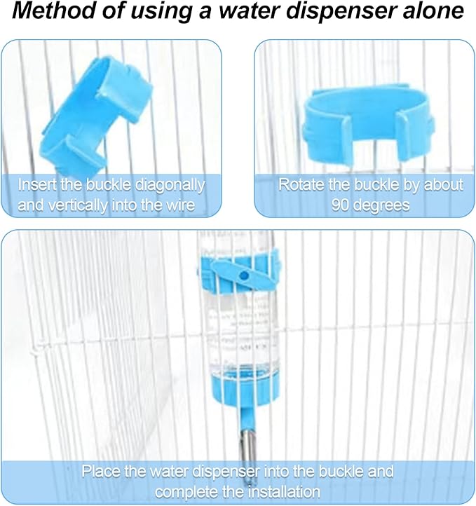 Shudyear 3 in 1 Pet Automatic Water Dispenser PP Water Bottle No Drip Small Pet Water Bottle for Dwarf Hamster Mouse Rat Hedgehog (Blue)