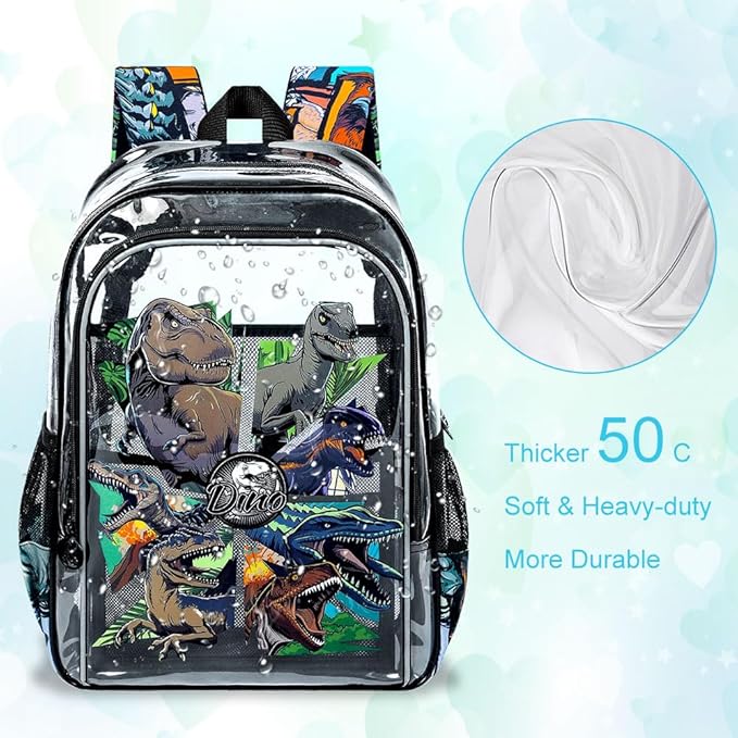 CCJPX 3Pcs Clear Backpack for Girls, School Transparent Bookbag, Heavy Duty See Through Backpacks for Teens Elementary