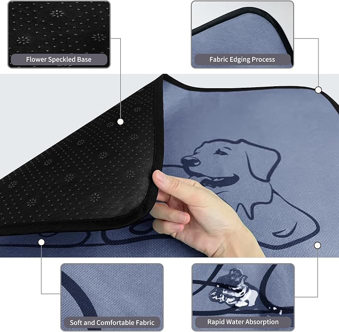2 Pack Washable Pee Pads for Dogs 36"x36", Reusable Training Puppypads Absorbency Non-Slip & Leak-Proof for Pet Whelping Box Playpen Crate Sofa Bed Floors (Gray)