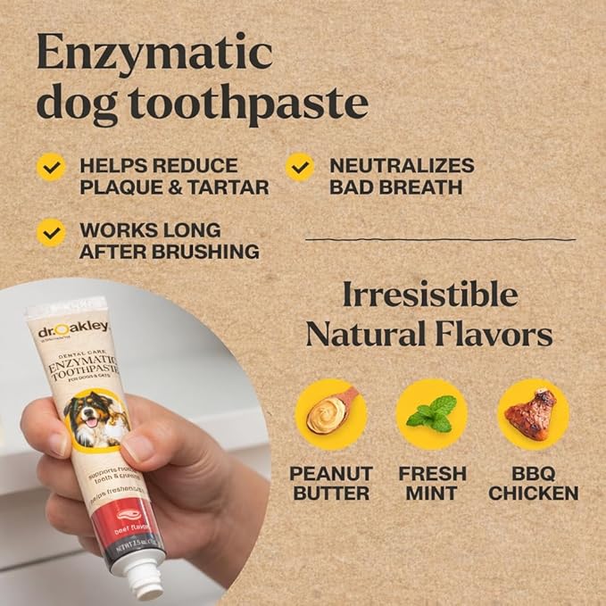 Dr. Oakley Dental Toothbrush Kit for Dogs & Cats -Finger Brush for Small Pets and Soft Brushes for Large or Older Natural and Safe Chicken Flavor -
