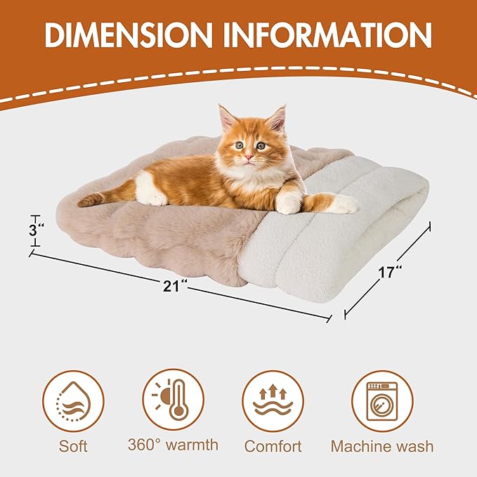 4 in 1 Self Warming Burrow Cat Bed, Pet Hideway Sleeping Cuddle Cave (Style- Camel)