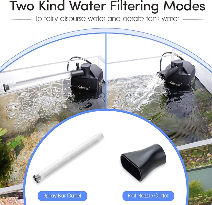 hygger Aquarium Internal Filter, 170GPH Silent Power Filter for 15-30 Gallon Corner Installation, Triple Filtration with Adjustable Flow and Spray Bar