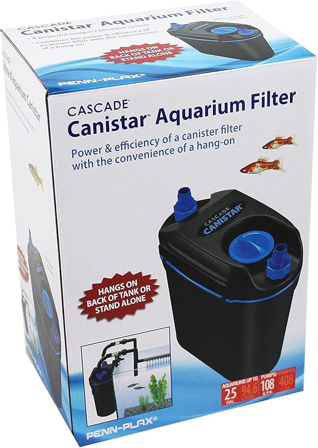 Penn-Plax Cascade Canistar Hang-On Canister Aquarium Filter – Great for Freshwater and Saltwater Fish Tanks – 108 Gallons per Hour (GPH)
