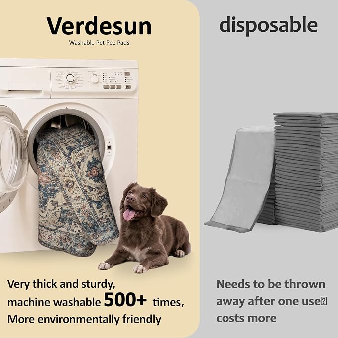 Washable Pee Pads for Dogs, Reusable Puppy Potty Training Pads, Ultra-Absorbent Thick Waterproof Leak-Proof Non-Slip Pads & Mat for Crate, Playpen, Floor, Whelping & Housebreaking , 2 Pack 48"x72"