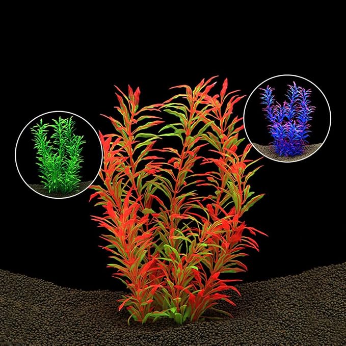 2 pcs Aquarium Decor Plastic Plants Extra Large 21 Inches Artificial Fish Tank Plants Tall Fish Tank Decorations Artificial Green Water Plants (Wine)