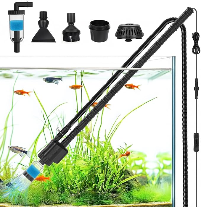 fishkeeper Electric Aquarium Gravel Cleaner, 8 in 1 Automatic Fish Tank Cleaning Tools Gravel Vacuum for Aquarium, for Change Water/Wash Sand/Water Filter/Water Circulation
