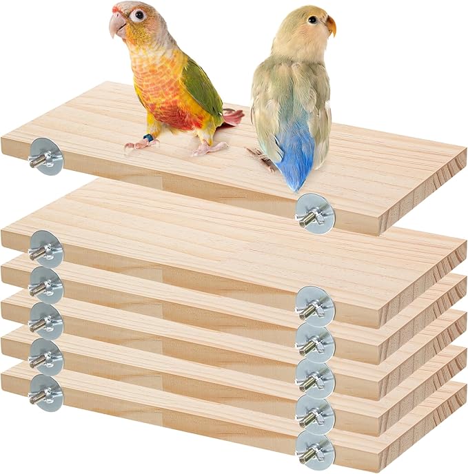 6 Pack Bird Perch Stand, Parrot Wood Platform 12.3×6.1 Inch Rectangle Wood Bird Platform for Parrots Birds Budgie Parakeet Cockatiel Hamster Chinchilla Gerbil