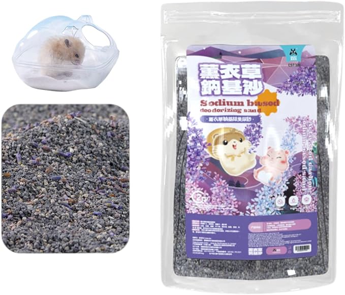 MANON ROSA Chinchilla Bath Sand-No-Dust Sand for Hygienic Bathing Litter Box - Ideal for Dwarf Hamsters Gerbils Mice Degus and Small Pets (L(5.5lb),Lavender Urine Sand)