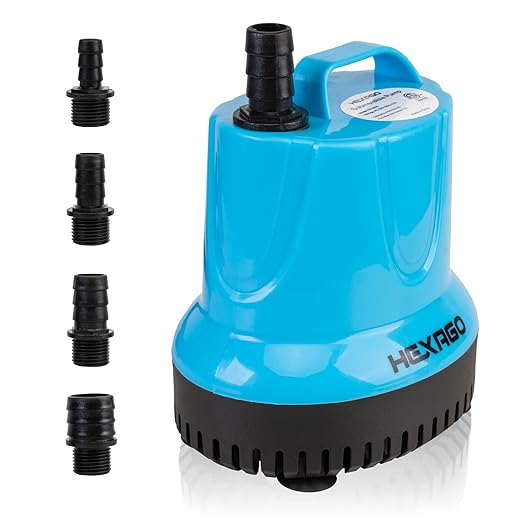 Hexago 400GPH Submersible Water Pump, 40W Fountain Pump with 8FT Max Lift, Quiet Small Sump Pump for Pond, Aquarium, Hydroponics, Waterfall, Fish Tank