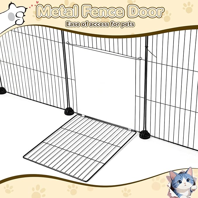 PETKNOWS 21 Panels Small Animal Playpen, Guinea Pig Cages with Doors and Waterproof Mat Pet Playpen for Rabbits Guinea Pigs Hamsters, Chicken Hedgehogs Indoor Outdoor Portable Metal Wire Yard Fence