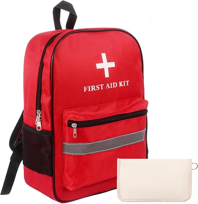 Pet First Aid Backpack Empty with Portable Bag for Pet First Aid Kits, Home Outdoor Travel Camping Emergency Supplies Storage (Red,White)
