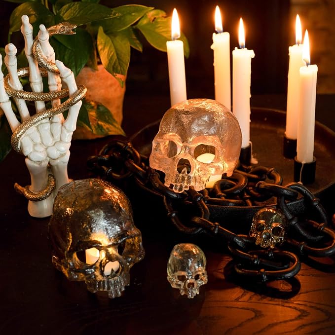 Spooky Skull Décor, Premium Aquarium Resin Skull, Fish Tank Skull Decoration, Unique and Durable Snake/Reptile Hide, Halloween Aquarium Décor for Small Pets, Perfect for Terrarium Décor