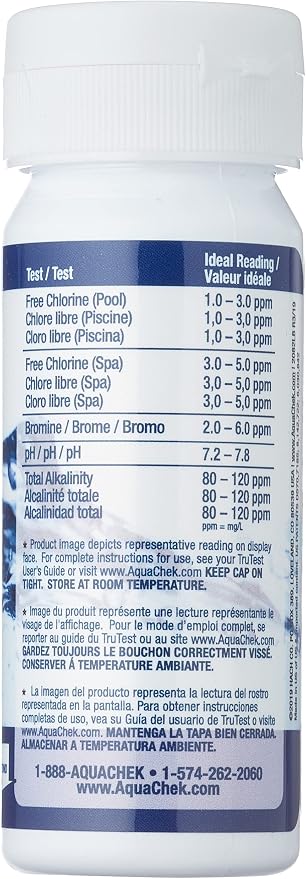 AquaChek TruTest Refill Test Strips - Digital Test Strip Reader Refill Strips - for Pool and Spa Water Testing - for Free Bromine, Free Chlorine, pH, and Total Alkalinity - 50 Strips