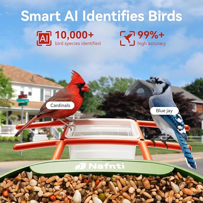 Bird Feeder with Camera, Support 2.4GHz/5GHz, 2K Live Steam for Outdoor, 1.8L Large Capacity, AI Identify Auto Capture Videos, Camera Bird Feeders for Outside, Ideal Gift for Mothers Day (Green)