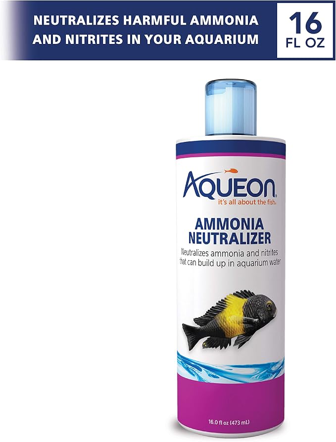 Aqueon Ammonia Neutralizers 16 Fluid Ounces | Fish tank water conditioner for freshwater and saltwater, neutralizes chlorine, chloramines, ammonia, nitrites