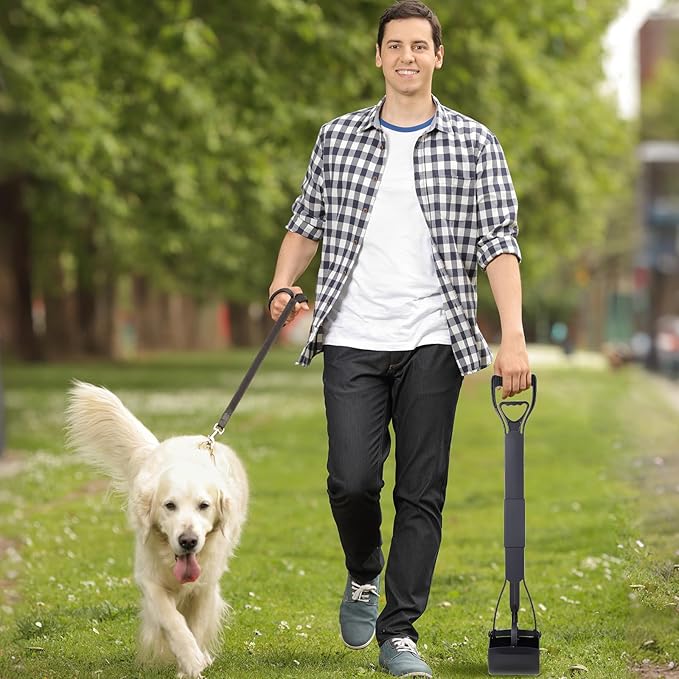 32‘’ Pooper Scooper, Foldable Pooper Scooper for Large Medium Dogs, Poop Pick Up Tool for Yard, Lawns, Grass(Black)