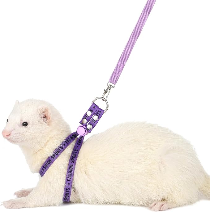 Ferret Harness and Leash Set, Adjustable Guinea Pig Small Pet Animals Comfort Vest Soft No Pulling Walking Clothes for Baby Rabbit Bunny Teacup Mouse Rats Hamster Kitten Puppy Chinchilla
