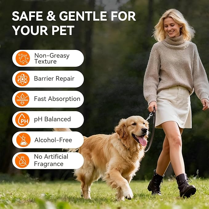 PUAINTA Lick-Safe Dog Paw & Nose Balm with Mess-Free Roller Ball - Safety Cap, Fast-Absorbing Protector for Winter Snow, Salt & Hot Pavement - Unscented Snout Soother - 2oz
