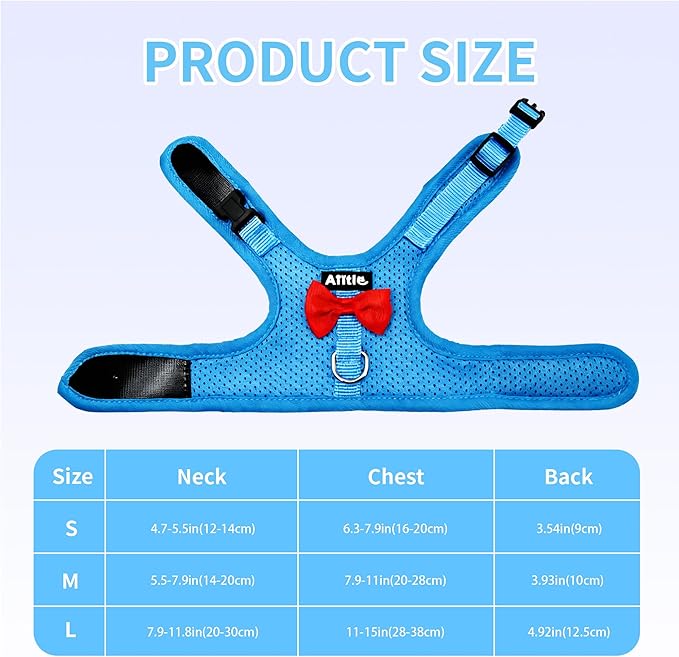 AIITLE Rabbit Harness and Leash Set with Cute Bow, Soft Breathable Mesh Vest Harness for Rabbits Kitten Ferret Puppy Small Pets Walking Supplies Blue L