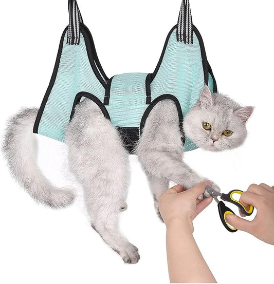 Dog Grooming Hammock, Cat Hanging Harness for Nail Trimming with Nail Clippers, Dog Sling for Nail Clipping, Grooming Harness for Dogs at Home (Blue, m)