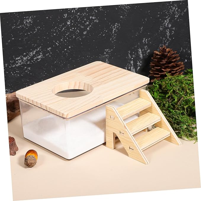 Hamster Sand Bath Kit with Climbing Ladder and Sand Scoop for Small Animals Sandbox for Safe Dust Bath Experience for Hamsters and Chinchillas