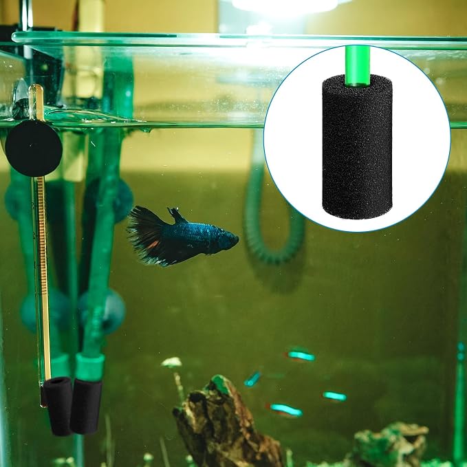 6-Pack Pre-Filter Sponge for Aquarium Shrimp Fry Fish Tank Filter 0.8” Intake, Aquarium Pre Filter Sponge, High-Porosity Foam Roll Replacement Foam Cover, Easy to Clean
