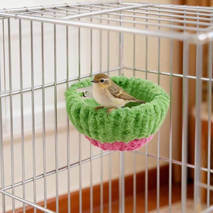 6.7in Plush Bird Nest for Cage, Warm & Comfortable Small Parrot Breeding Bed, Ideal for Budgies, Parakeets, Cockatiels, Lovebirds