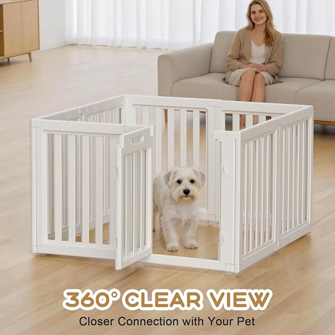 Dog Playpen, Clear Dog Pen, Dog Pen Indoor, Easy to Install and Remove Dog Play Pen, Puppy Playpen Suitable for Dogs, Cats,Dog Playpen Indoor (White, 23.6 inch Height, 8 Panels)