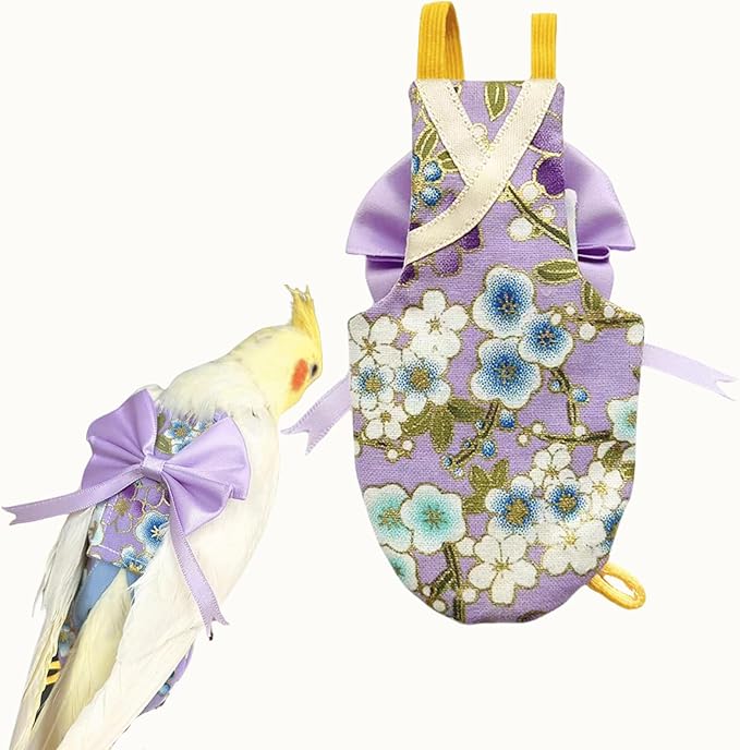 Bird Flight Suits Diapers, Parrot Flight Suits Diapers for Quaker Parakeets Cockatiels Conures Macaw African Grey, Bird Diaper, Parrot Clothes (Purple A,Sulphur-Crested Cockatoo)