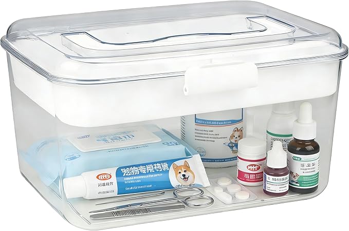 2 Layers First Aid Kit Box, Large Medic Box with Handle, Family or Camping Emergency Tool Set