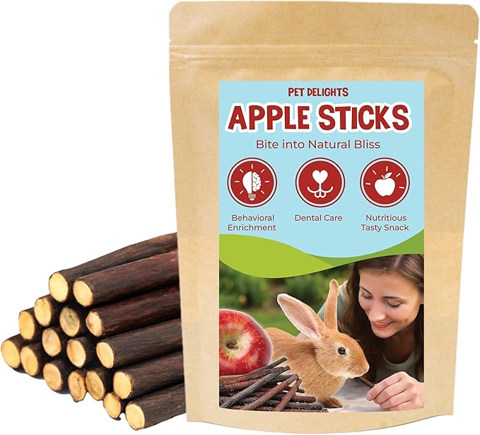 SunGrow Apple Sticks, Wood Chew Treats for Rabbits, Chinchillas, Bunny, Hamster, Squirrel, Guinea Pigs, Small Animals Teeth Grinding 100g (3.5 oz)