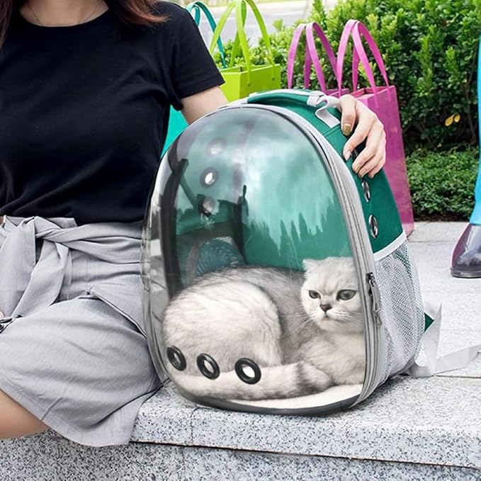 Pet Carrier Backpack Expandable for Cats and Small Dogs, Breathable Anti-Collapse Design, Airline Approved Travel Backpack for Hiking and Outdoor Use (Back Expandable-Green)