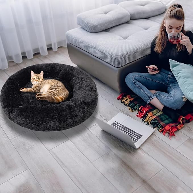 Nisrada Cat Beds for Indoor Cats,15.7 Inch Small Cats Beds, Washable-Round Pet Bed for Puppy and Kitten with Slip-Resistant Bottom