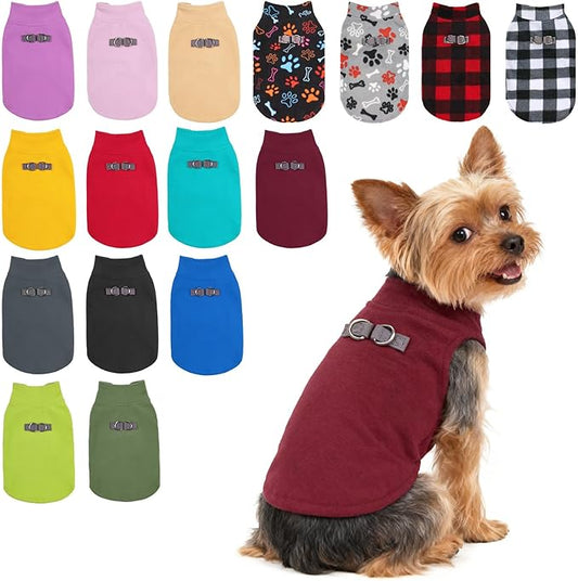 BEAUTYZOO XS Dog Sweaters, Soft Fleece Vest Pullover Dog Jacket with D-Ring Leash Attachment, Warm Winter Dog Clothes Cold Weather Doggy Chihuahua Sweater for Small Dogs Cats Boy or Girl, XSmall