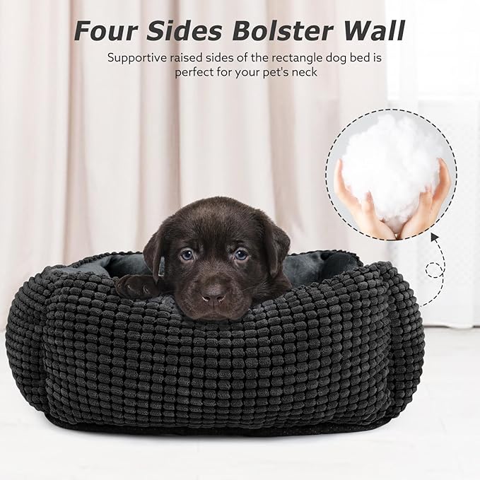 MIXJOY Large Dog Bed for Large Medium Small Dogs, Rectangle Washable Orthopedic Dog Bed, Soft Calming Sleeping Puppy Bed Durable Pet Cuddler with Anti-Slip Bottom L(30"x24"x9")