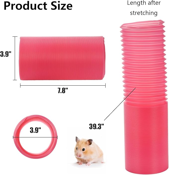 ZENFUN 3 Packs Hamster Fun Tunnels, Pet Mouse Plastic Tube, Collapsible Plastic Tunnel, Tube Pet Hideaway, Training Hideout Tunnels for Guinea Pigs, Chinchillas, Rats, Ferrets, Dwarf Rabbits