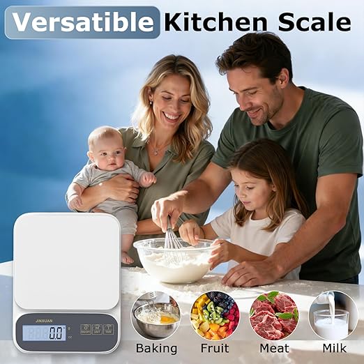 Kitchen Scale 5kg/0.1g Precision Food Scales for Kitchen Digital Scale Grams for Cooking Baking Weight Loss, Rechargeable Coffee Scale Food Weight Scale with Large Backlit LCD Display USB Cord