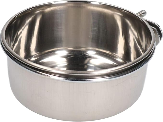 600ML Stainless Steel Small Animals, Dogs, Birds Coop Cup with Bolt On Holder