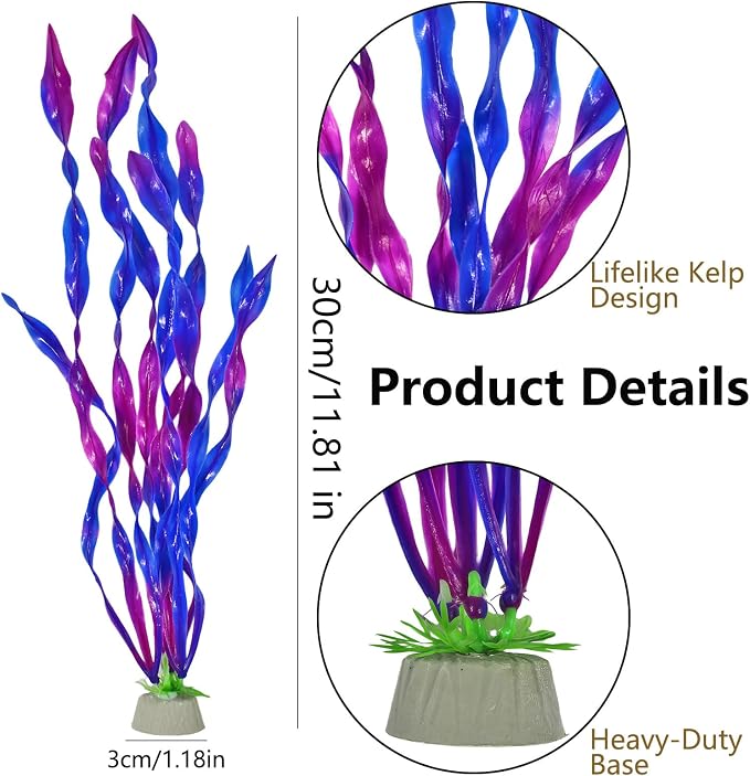 10 Pcs Artificial Aquarium Plants, Plastic Aquatic Plant Decor for Fish Tank, Stream Tank, Aquarium Landscape Decoration (30cmhd-Purple)